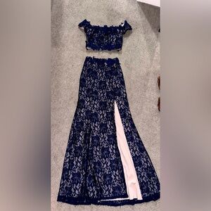Two piece Blue Lacey Formal dress for Prom/Special event